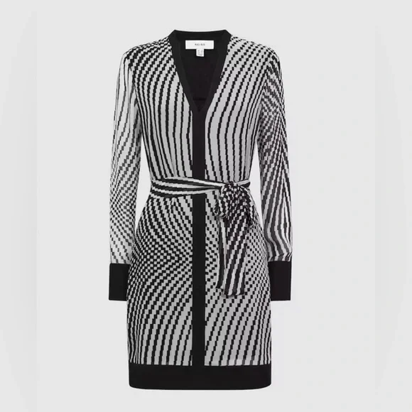 Reiss Tia Black and White Striped Mini Dress NWT - Picture 5 of 14